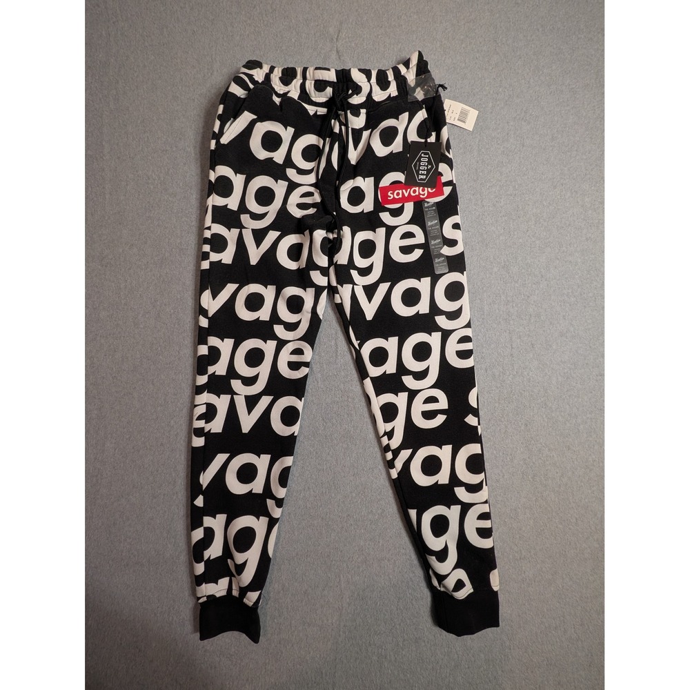 Brooklyn Cloth Savage Joggers Black White All Over Print Sweatpants Mens Small